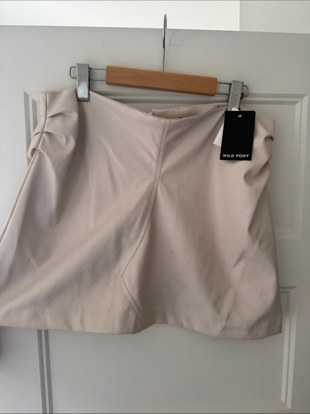 Wild Pony Cream Faux Leather Mini Skirt